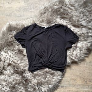 Woman’s black cotton knot - crop top